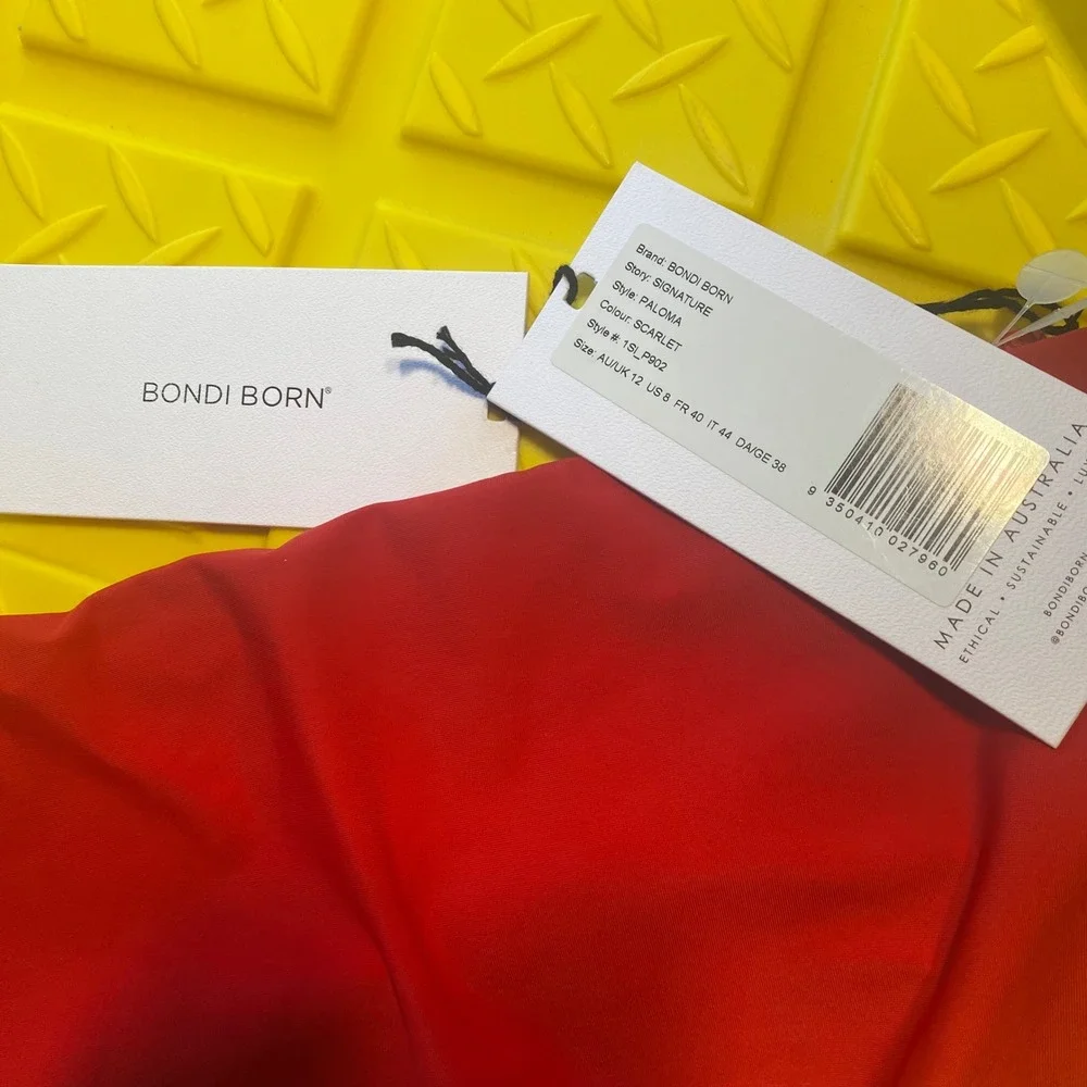 Bondi Born Paloma‎ High Waisted Bikini Bottom Scarlet Red US 8 NWT